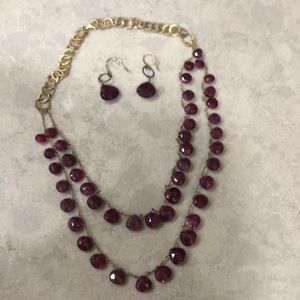 Stella and Dot Ruby Necklace and Earrings